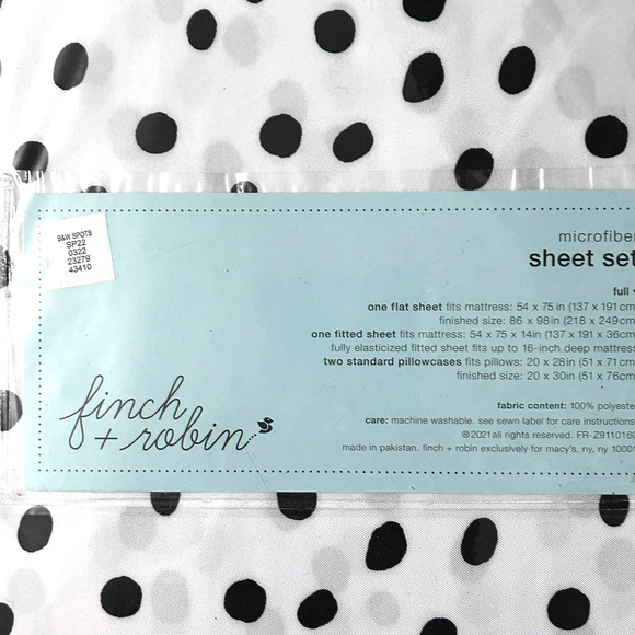 Finch + Robin Microfiber Sheet Set Sz Full Polka Dots Graphic - Picture 4 of 6